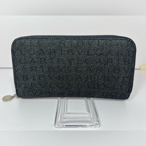 1161: Bvlgari Denim Style Zip Around Wallet Black Italy